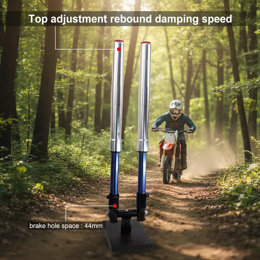 Odwrócony widelec o średnicy 44 mm, regulowany amortyzator motocyklowy